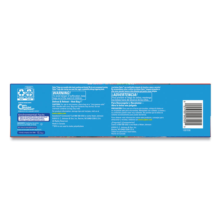 Double Zipper Storage Bags, Triple System Seal, Gallon, 10.56" x 10.75", Clear, 38/Box