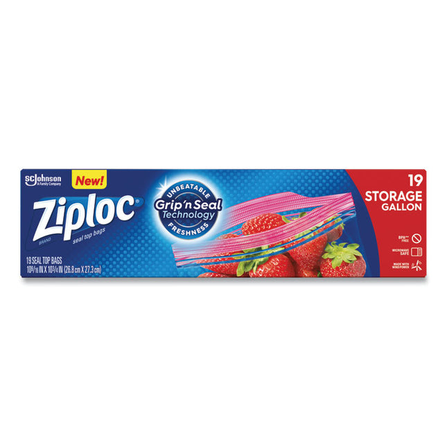 Double Zipper Storage Bags, Triple System Seal, Gallon, 9.6" x 12.1", Clear, 19 Bags/Box, 12 Boxes/Carton