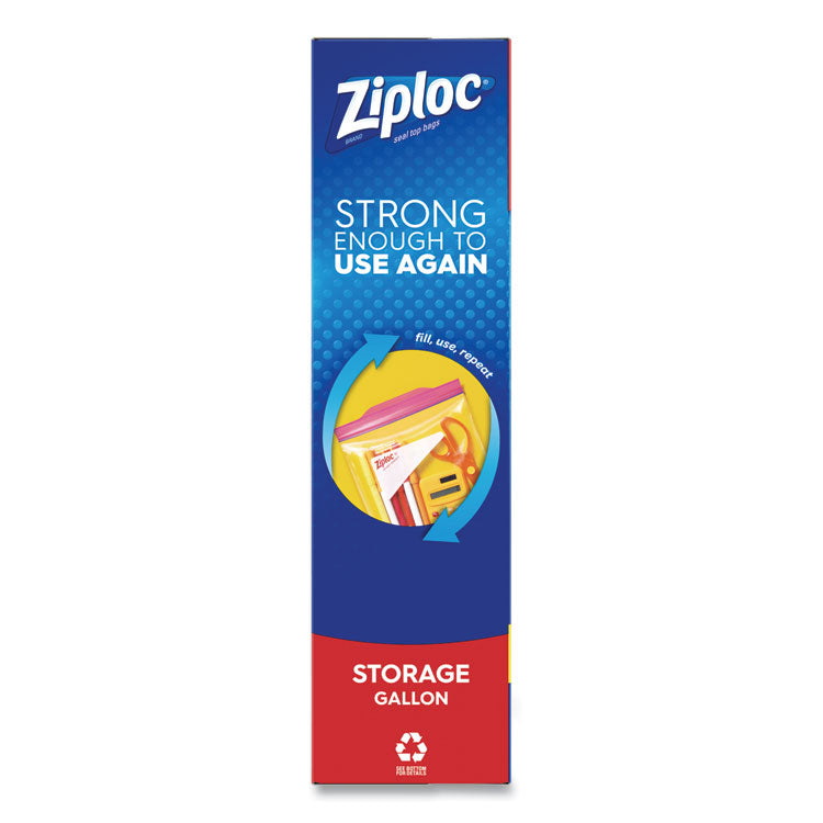 Double Zipper Storage Bags, Triple System Seal, Gallon, 10.56" x 10.75", Clear, 38/Box