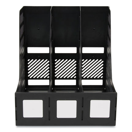 Literature File, Three Slots, 10 x 10 x 10.25, Black