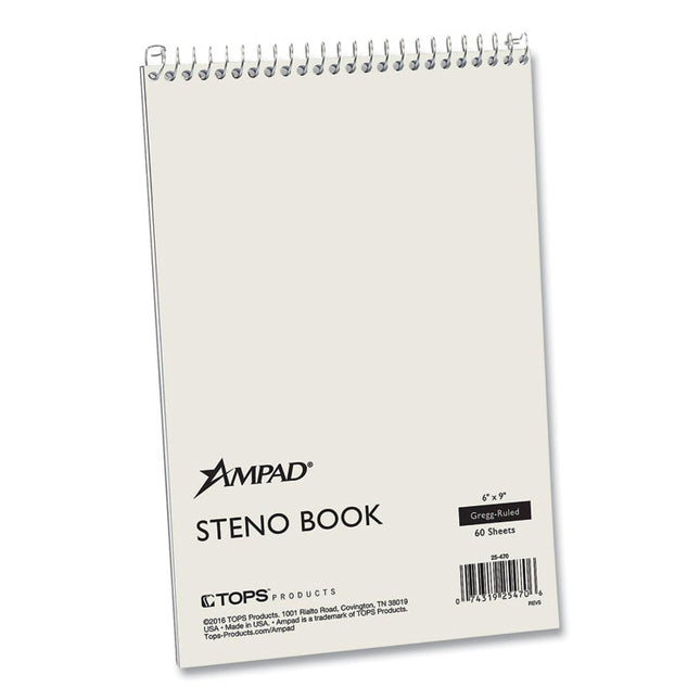 Steno Pads, Gregg Rule, White Cover, 60 Green-Tint 6 X 9 Sheets