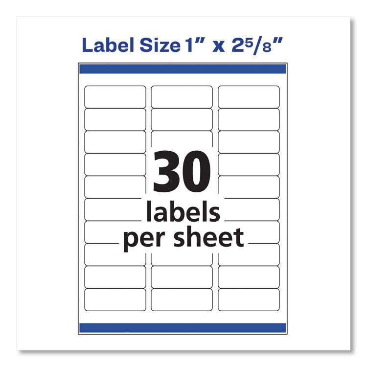 Easy Peel White Address Labels With Sure Feed Technology, Inkjet Printers, 1 X 2.63, White, 30/sheet, 10 Sheets/pack