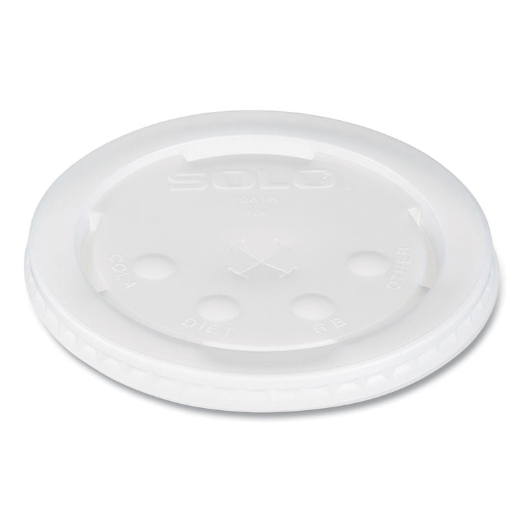 Polystyrene Plastic Flat Straw-Slot Cold Cup Lids, Fits 28 oz Cold Cups, Translucent, 960/Carton
