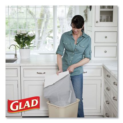 Tall Kitchen Drawstring Trash Bags with LeakGuard, 13 gal, Unscented, 23.47" x 25.38", White, 120/Box