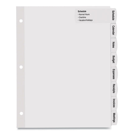 Big Tab Printable Large White Label Tab Dividers, 8-Tab, 11 x 8.5, White, 4 Sets