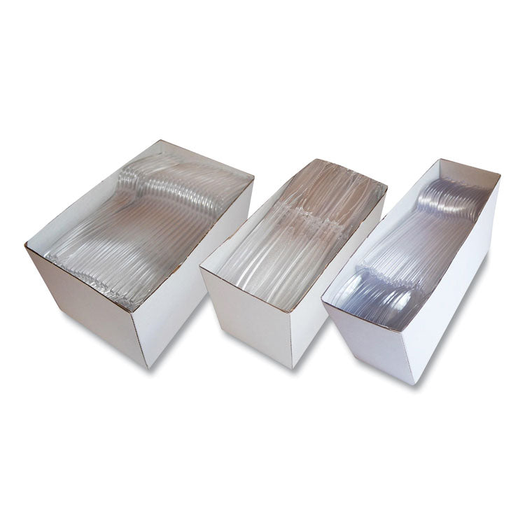 Heavyweight Party Pack, Heavyweight, Fork/Knife/Spoon, Plastic, Clear, 360/Pack