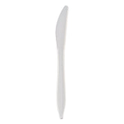 Mediumweight Polypropylene Cutlery, Knife, Plastic, White, 1,000/Carton