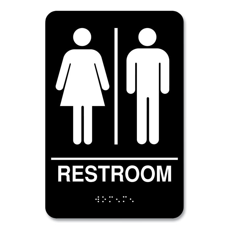 Indoor Restroom Door Sign, Unixex 5.5 X 8.5, Black/white