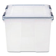 Weathertight Latching Flat Lid Storage Box, 11.5 Gal, 15.7" X 19.7" X 11.7", Clear