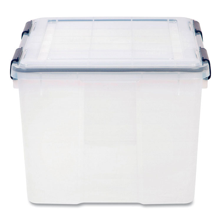 Weathertight Latching Flat Lid Storage Box, 11.5 Gal, 15.7" X 19.7" X 11.7", Clear