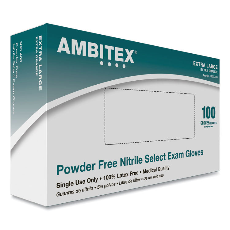 N400 SERIES POWDER-FREE NITRILE GLOVES, X-LARGE, BLUE, 100/BOX