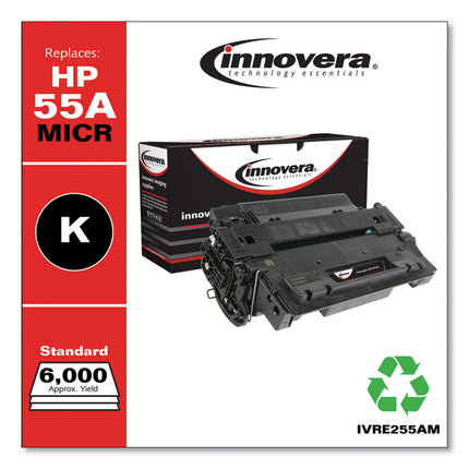 Remanufactured Black MICR Toner, Replacement for 55AM (CE255AM), 6,000 Page-Yield