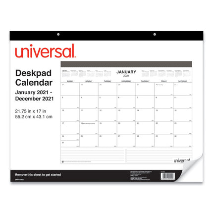 Desk Pad Calendar, 22 x 17, White Sheets, Black Binding, Clear Corners, 12-Month (Jan to Dec): 2025
