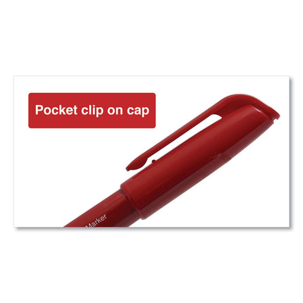 Pen-Style Permanent Marker, Fine Bullet Tip, Red, Dozen