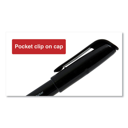 Pen-Style Permanent Marker, Fine Bullet Tip, Black, Dozen