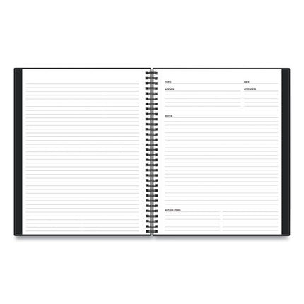 Aligned Business Notebook, Meeting-Minutes/Notes Format with Narrow Ruling, Black Cover, (78) 11 x 8.5 Sheets
