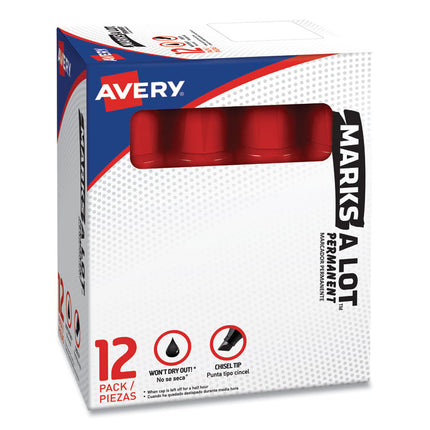 Marks A Lot Extra-Large Desk-Style Permanent Marker, Extra-Broad Chisel Tip, Red (24147)