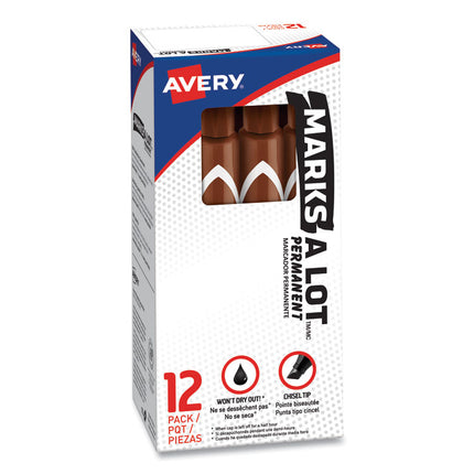 Marks A Lot Large Desk-Style Permanent Marker, Broad Chisel Tip, Brown, Dozen (8881)