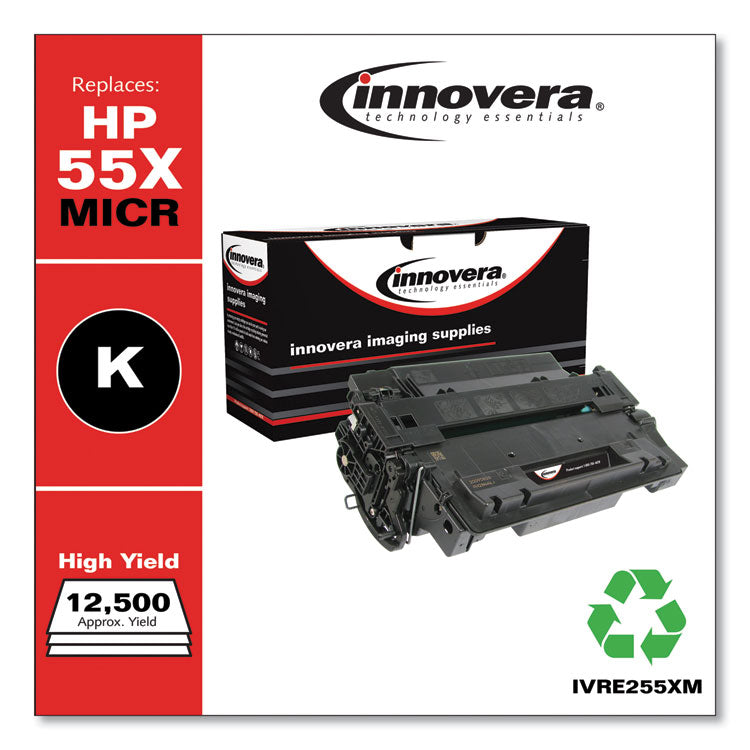 Remanufactured Black High-Yield MICR Toner, Replacement for 55XM (CE255XM), 12,500 Page-Yield