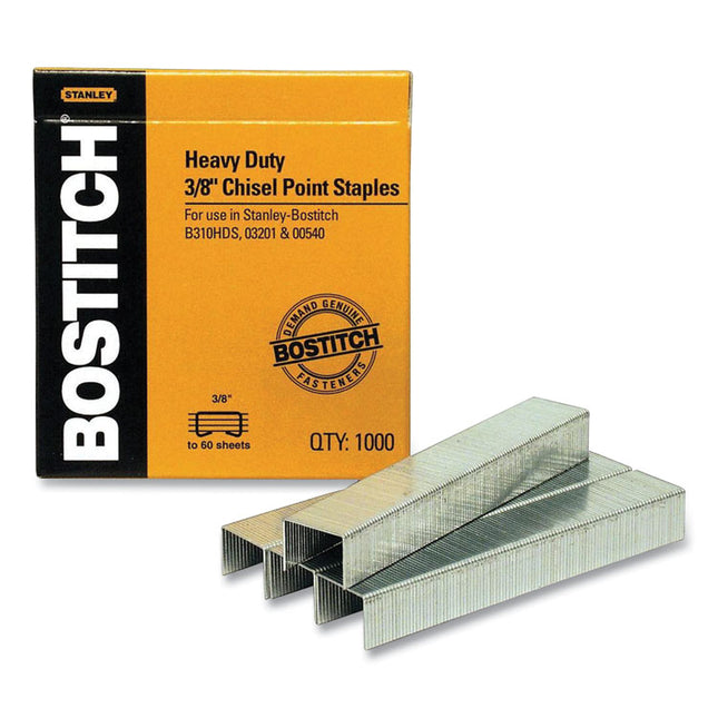Heavy-Duty Premium Staples, 0.38" Leg, 0.5" Crown, Carbon Steel, 1,000/box