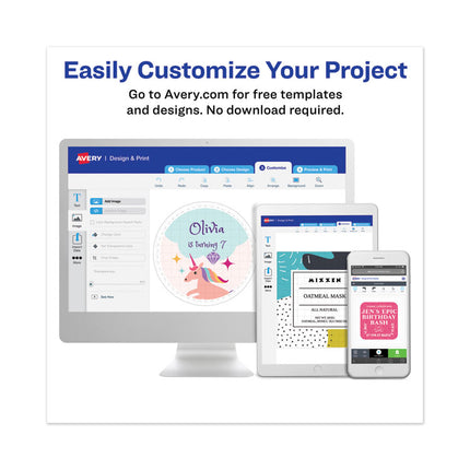 Permanent Laser Print-To-The-Edge Id Labels W/surefeed, 2 1/2"dia, White, 300/pk