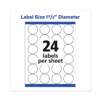 Permanent Laser Print-to-the-Edge ID Labels w/SureFeed, 1.66" dia, White, 600/PK