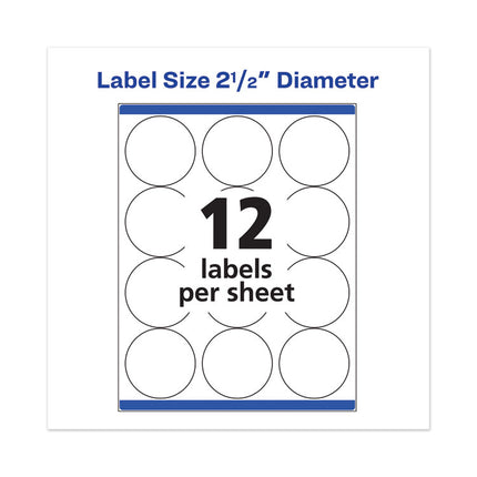 Permanent Laser Print-To-The-Edge Id Labels W/surefeed, 2 1/2"dia, White, 300/pk