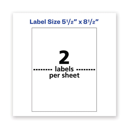 Waterproof Shipping Labels With Trueblock Technology, Laser Printers, 5.5 X 8.5, White, 2/sheet, 500 Sheets/box
