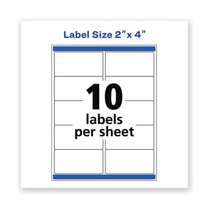 Waterproof Shipping Labels With Trueblock And Sure Feed, Laser Printers, 2 X 4, White, 10/sheet, 50 Sheets/pack