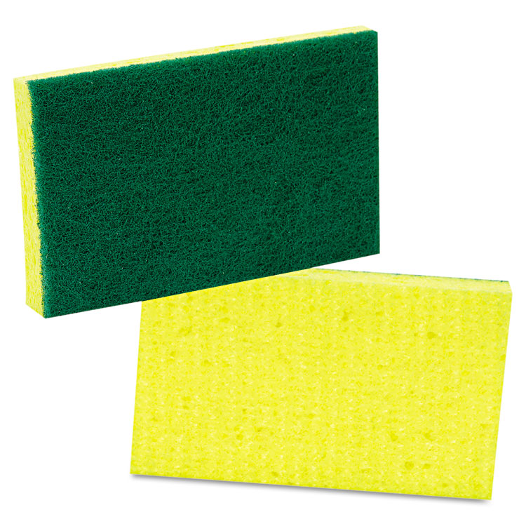 Medium-Duty Scrubbing Sponge, 3.6 X 6.1, 0.7" Thick, Yellow/green, 20/carton