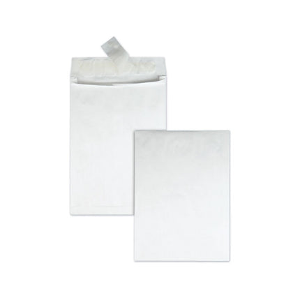 Lightweight 14 lb Tyvek Open End 1.5" Expansion Mailers, #13 1/2, Square Flap, Redi-Strip Closure, 10 x 13, White, 25/Box