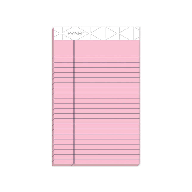 Prism + Colored Writing Pads, Narrow Rule, 50 Pastel Pink 5 X 8 Sheets, 12/pack
