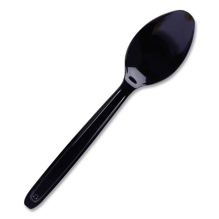 Cutlery for Cutlerease Dispensing System, Mediumweight Spoon, Plastic, Black, 960/Box