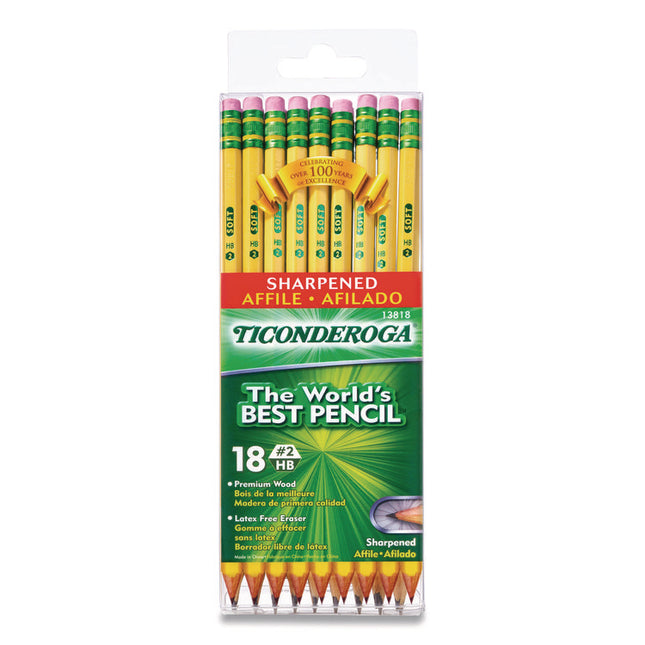 PRE-SHARPENED PENCIL, HB (#2), BLACK LEAD, YELLOW BARREL, 18/PACK