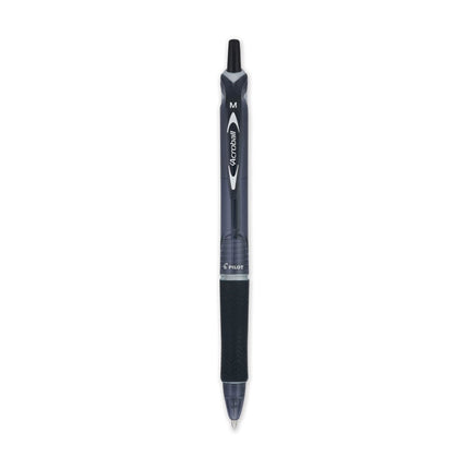 Acroball Colors Advanced Ink Hybrid Gel Pen, Retractable, Medium 1 mm, Black Ink, Smoke/Black Barrel, Dozen