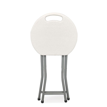 Rough n Ready Folding Stool, Backless, Supports Up to 300 lb, 18" Seat Height, White Seat, Charcoal Base, 4/Carton