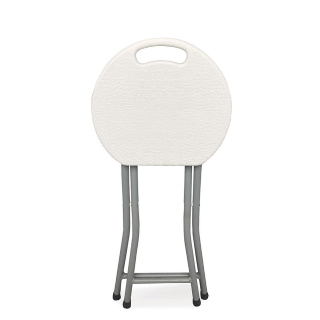 Rough n Ready Folding Stool, Backless, Supports Up to 300 lb, 18" Seat Height, White Seat, Charcoal Base, 4/Carton