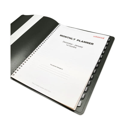 Monthly Planner, 11 x 8, Black Cover, 14-Month: Dec 2024 to Jan 2026