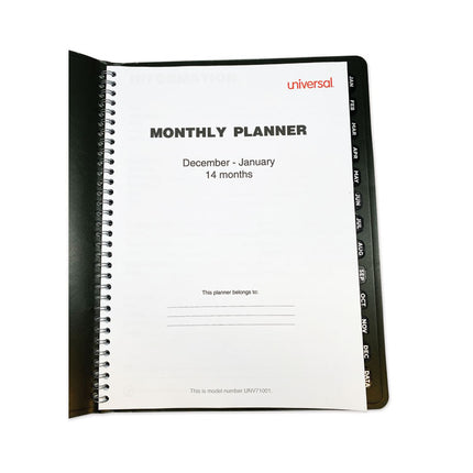 Monthly Planner, 11 x 8, Black Cover, 14-Month: Dec 2024 to Jan 2026