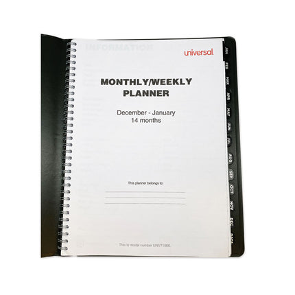Weekly Planner, 11 x 8, Black Cover, 14-Month: Dec 2024 to Jan 2026