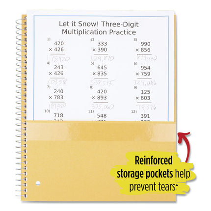 Wirebound Notebook, 5-Subject, Wide/Legal Rule, Randomly Assorted Cover Color (Set 6), (200) 10.5 x 8 Sheets