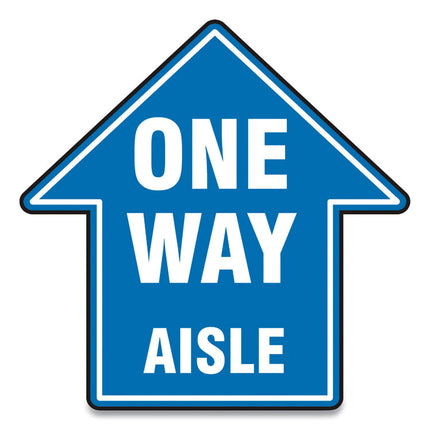 Slip-Gard Social Distance Floor Signs, 12 X 12, "one Way Aisle", Blue, 25/pack