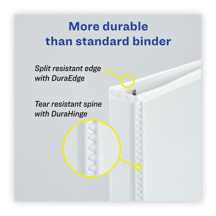 Heavy-Duty Non Stick View Binder With Durahinge And Slant Rings, 3 Rings, 2" Capacity, 11 X 8.5, White, 4/pack