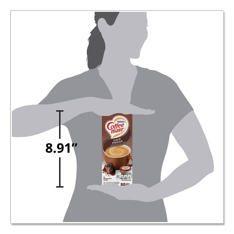 Liquid Coffee Creamer, Cafe Mocha, 0.38 oz Mini Cups, 50/Box, 4 Boxes/Carton