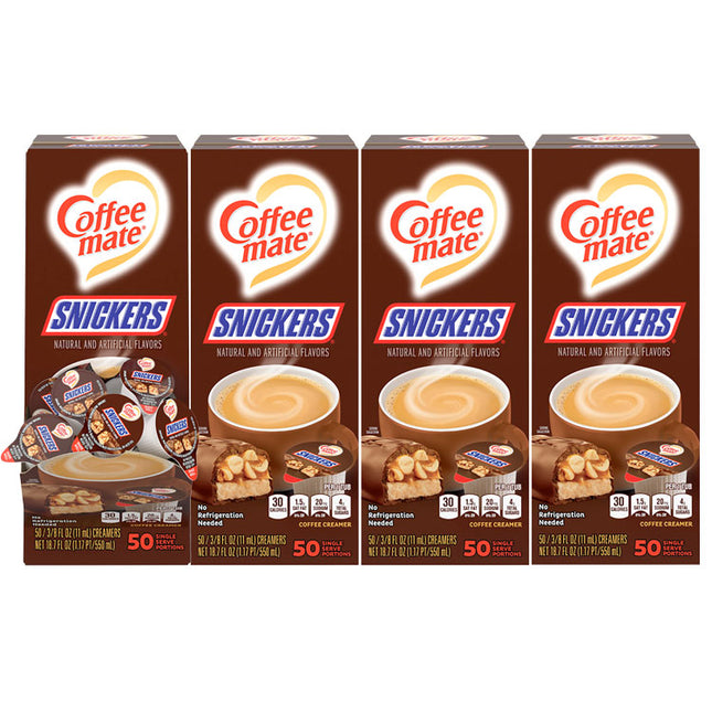 Liquid Coffee Creamer, Snickers, 0.38 oz Mini Cups, 200/Carton