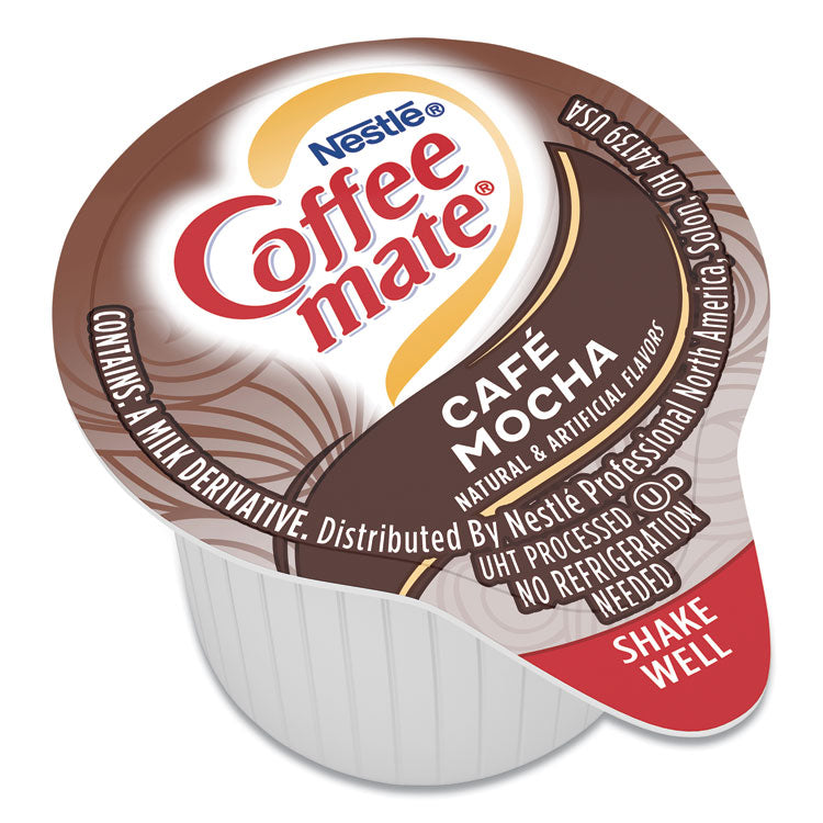Liquid Coffee Creamer, Cafe Mocha, 0.38 oz Mini Cups, 50/Box, 4 Boxes/Carton