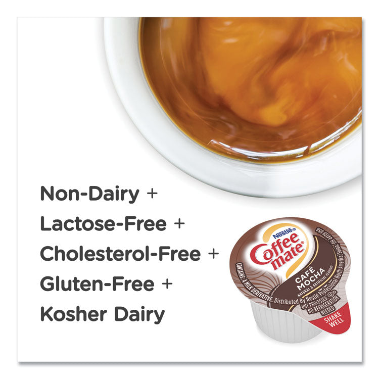 Liquid Coffee Creamer, Cafe Mocha, 0.38 oz Mini Cups, 50/Box, 4 Boxes/Carton