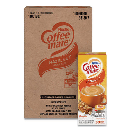 Liquid Coffee Creamer, Hazelnut, 0.38 oz Mini Cups, 50/Box, 4 Boxes/Carton