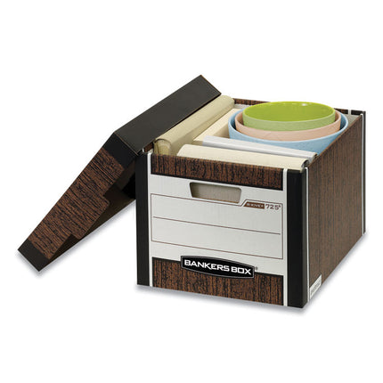 R-Kive Heavy-Duty Storage Boxes, Letter/legal Files, 12.75" X 16.5" X 10.38", Woodgrain, 4/carton