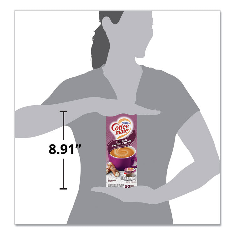 Liquid Coffee Creamer, Italian Sweet Cream, 0.38 oz Mini Cups, 50/Box